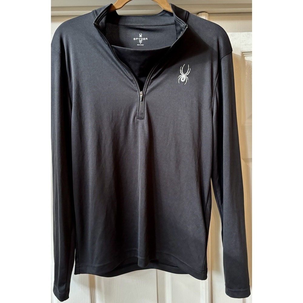 Spyder Men's Small Black Quarter‎ Zip Pullover Performance Workout Gym Shirt